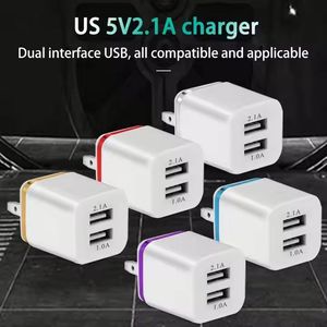 Dual Ports Usb Charger US EU <b>Plug</b> 2.1a Wall Charger Block Charger Power <b>Adapter</b> for Phone 6 7 8 X 11 12 13 14 Pro Max - Product Image 3