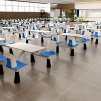 Ensemble table et chaises de cantine scolaire moderne et durable avec table en pierre et siège en plastique empilable 4 places à usage commercial