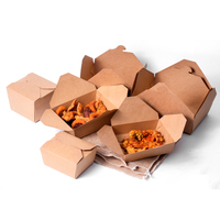 Caja de comida para llevar de papel kraft impresa personalizada, caja para pollo frito, contenedor desechable para envasado de alimentos