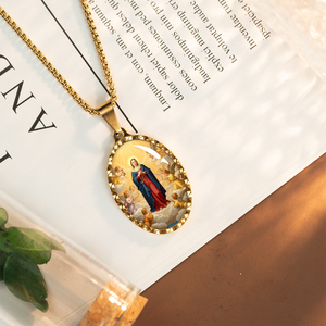 Giveluck giả định của Mary Mặt dây chuyền vòng cổ lấp lánh loạt vàng mạ thép không gỉ quyến rũ Mặt dây chuyền - Product Image 1