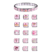 Italienische Charms Niedliche Cartoon-Persönlichkeiten Edelstahl Platinbeschichtetes Charm-Modul Armband Eiscreme Kuchen Handgefertigt DIY
