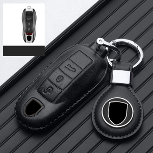 Étui de protection pour clé de voiture en cuir véritable pour <span class=keywords><strong>Porsche</strong></span> <span class=keywords><strong>Macan</strong></span> 718 Cayenne Paramela 911 Porte-clés - Product Image 1