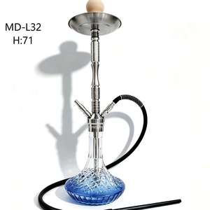 Cachimba de 71 cm con base de vidrio, vástago de metal y doble manguera, accesorio para fumar - Product Image 1