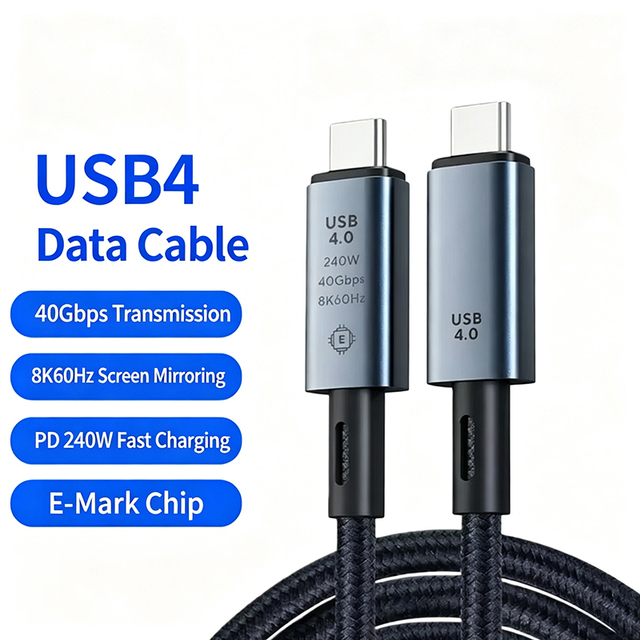 USB4 Cable 240W PD 3.1 40Gbps 8K60Hz USB C to C Fast Charging Nylon Braided Compatible Thunderbolt 4/3 for MacBook SSD