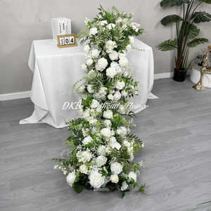 2025 nouveau Design Tables <span class=keywords><strong>de</strong></span> mariage déco fleur coureur fleur artificielle <span class=keywords><strong>chemin</strong></span> blanc Rose et feuilles vertes beau <span class=keywords><strong>chemin</strong></span> <span class=keywords><strong>de</strong></span> <span class=keywords><strong>Table</strong></span> - Product Image 4