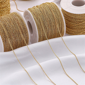 Rollo de Cadenas de Eslabones en O de Acero Inoxidable al por Mayor, Impermeables con Baño de Oro PVD de 18k, Extensión para Fabricación de Joyería DIY - Product Image 5