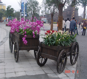 Arlau גן חיצוני ריהוט עץ פרח עציץ עגלת - Product Image 5