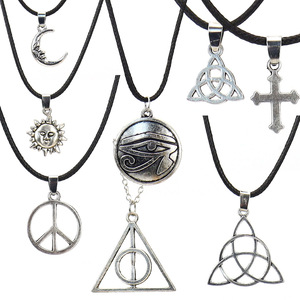 Collar con cruz de 8 palabras, collar de las Reliquias de <span class=keywords><strong>la</strong></span> Muerte, collar con ojo, sol y luna, N606 - Product Image 1