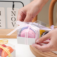 Boîte d'emballage transparente pour macarons, biscuits, gâteaux, pâtisseries occidentales, desserts français, boîte cadeau en carton blanc, logo personnalisé