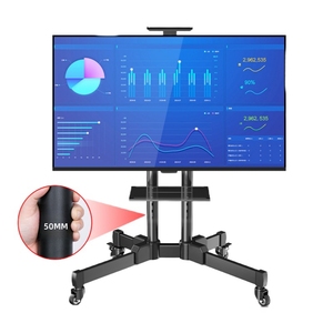 Có thể điều chỉnh chiều cao cán TV đứng di động di động TV giỏ hàng cho 32-70 inch màn hình TV LCD gắn kết với bánh xe lên đến 110 lbs - Product Image 2