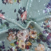 Tissu en maille polyester spandex de haute qualité avec broderie en dentelle et impression numérique 3D à paillettes, tissu à sequins de 5 mm pour vêtements élégants