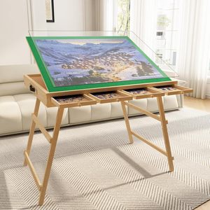 Table de puzzle pliable et inclinable 3-en-1 avec 4 tiroirs et housse de protection pour adultes, mobilier de maison - Product Image 2
