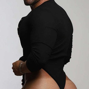 Nuovo Body Sexy da <span class=keywords><strong>Uomo</strong></span>, Tuta Aderente a Maniche Lunghe con Taglio Triangolare per Uomini Gay - Product Image 2