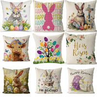 Housse de coussin Lapin de Pâques, motif lapin, vache, œuf, croix, papillon, fleur, convient pour la décoration de la maison, du jardin, de la terrasse