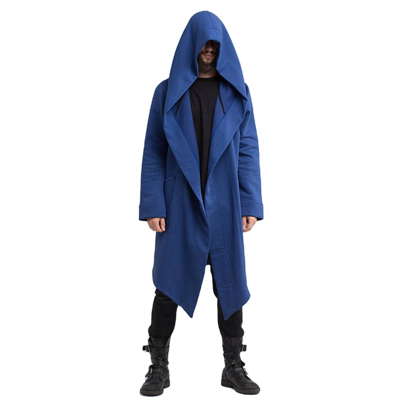 Men's Hooded Cardigan Trench Coat Streetwear Solid Color Hooded Windbreaker with Hood Autumn/Winter Jackets Men Trench Coat 2022