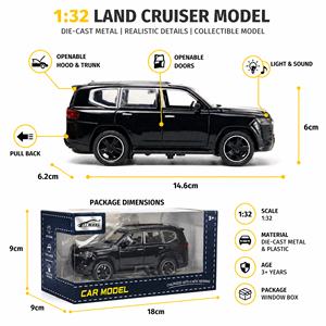 <span class=keywords><strong>Modèle</strong></span> <span class=keywords><strong>de</strong></span> <span class=keywords><strong>voiture</strong></span> miniature LC300 à l'échelle 1:32, en métal moulé sous pression, avec portes ouvrables, <span class=keywords><strong>SUV</strong></span> tout-terrain, jouet avec son et lumière, batterie au lithium - Product Image 2