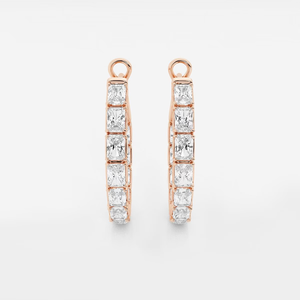 Boucles d'oreilles créoles 4 carats en émeraudes et diamants de laboratoire pour femme, taille brillant, bijoux de luxe, pierres vertes étincelantes - Product Image 1
