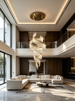 Lustre en cristal LED en spirale moderne de luxe, luminaire suspendu au plafond pour hall d'hôtel et salon