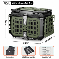 LDQ 45L Mecha Design Aluminium Double Verrouillage Moto Top Case Noir Alliage Coffre Arrière Antichoc Anti-poussière Aventure