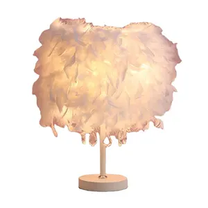 Fashion Eco Creative Decoration Feather Lampshade Indoor Lighting Bedside Desk Night Lights Home Decor Table Lamp Gifts