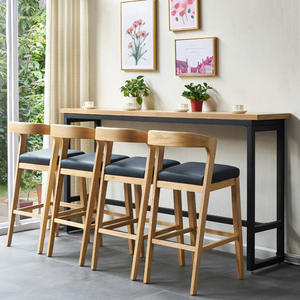 Boba Tea Bar Modern Luxury PU Leather <b>Seat</b> Ash Wood High Counter <b>Stool</b> with Backrest for Home & Dining - Product Image 6