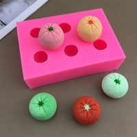 3D Mini Oranje Siliconen Fondant Kaarsenmal 6-Vaks Kumquat Vormige Siliconen Fruitvormen Siliconen Mal voor Taartdecoratie