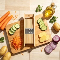 Mandoline professionnelle de qualité hôtelière, manuelle, avec poignée en bois, lame en acier inoxydable, lame large réglable de 1 à 8 mm, pour oignon et pomme de terre