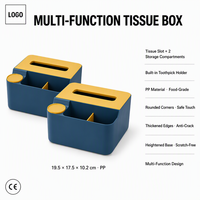 Boîte à mouchoirs en plastique bleu marine, distributeur de lingettes humides, porte-cure-dents, multifonction, grande capacité, PP, bureau, maison, logo personnalisé