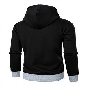 Unisex Black Hooded Fleece Sweatshirt Regular Fit Casual Autumn Wear Button Closure Zip Heat Transfer Printed Pocket - Product Image 3