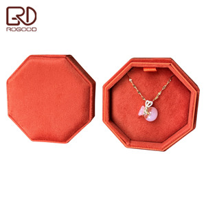 ROGOOD Lüks Turuncu Kadife Sekizgen Ambalaj Kutusu Takı Küpe Kolye Bilezik için Zarif Hediye Kutusu Tatil İçin P1989 - Product Image 3