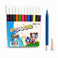 Marqueurs aquarelles 12 couleurs, encre à base d'eau lavable, pointe en fibre, votre logo, pour enfants, école, art, artisanat, vente en gros