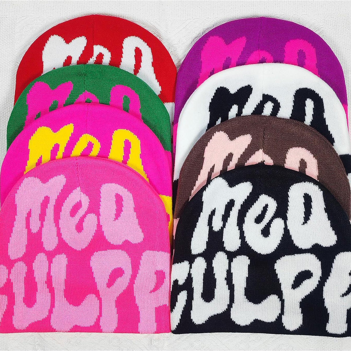 Graphic MEA Beanie Y2k Mujeres Regalo ideal Invierno Culpa Beanie Warm Knit Skull Cap