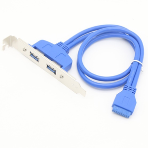 Carte mère 20Pin femelle vers câble déflecteur USB 3.0 à double port avec support de plaque de fente - Product Image 2