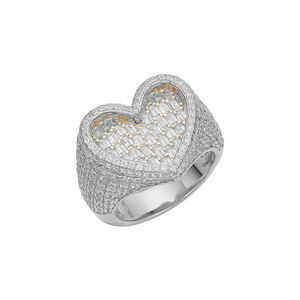 <strong>Fashion</strong> Rings <strong>Silver</strong> Heart Shape Bagguette 5A Zircon 925 <strong>Jewelry</strong> with 14K Gold Plated Ring Engagement Ring for Women - Product Image 5