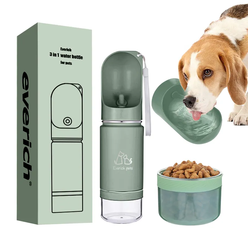 2022 New 14 Oz Stainless Steel Metal Travel Portable Pet Cat Dog Feeding Bowls Water Bottle for Walking