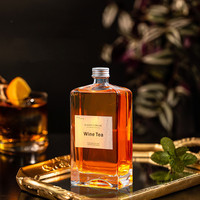 Bouteille carrée en verre cristal blanc de haute qualité, transparente, avec bouchon en liège pour vin importé et jus de fruits faits maison
