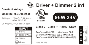 2 in 1 sürücü + Dimmer - CCT/<span class=keywords><strong>1CH</strong></span>/ON/OFF 120VAC 60Hz UL/FCC/sınıf 2 ayarlanabilir renk sıcaklığı ve kısılabilir güç kaynağı 60w 100w - Product Image 6