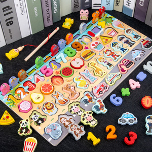 Juego de Regalo Educativo Montessori de Madera: Tablero de Actividades de Matemáticas para Niños, Rompecabezas de Pesca, Conteo y Colores - Product Image 3