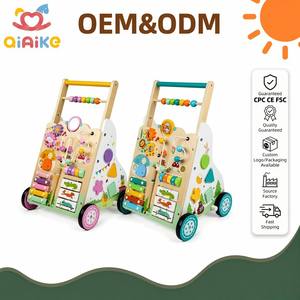 Andador de Madera Personalizado 13 en 1 para Bebés, Centro de Actividades con Altura Ajustable, <span class=keywords><strong>Juguete</strong></span> Educativo Montessori para Empujar, Andador para Niños Pequeños - Product Image 1