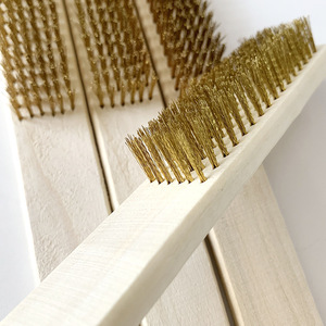 Fabricant vente en gros 6*16 mécanisme de manche en bois brosse en fil de cuivre pur pour polir l'élimination de la rouille nettoyage nettoyage des moules - Product Image 3