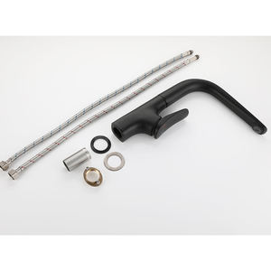 Robinet de lavabo haut, Mitigeur de cuisine, Robinet chromé noir, Robinet en laiton, Robinet rotatif, Robinet monotrou - Product Image 6