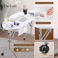 Ventilateur d'extraction portable et pliable en métal, table de manucure avec grand tiroir, aspirateur à poussière pour ongles, mobilier de salon de manucure