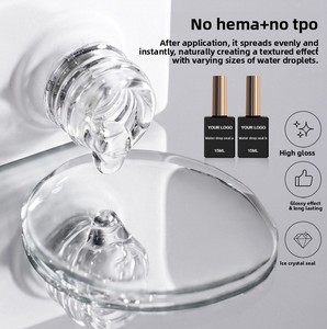 Top Coat Gel Polish Professionale Temperato UV LED Anti-Ingiallimento Rapido 3D Effetto Goccia d'Acqua 15ml per Unghie - Product Image 2