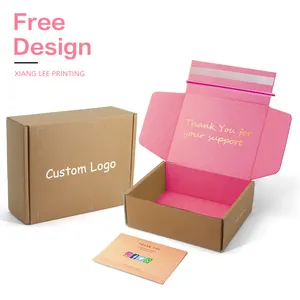 Custom Print Corrugated Paper Boxes Recycled Cardboard Zipper Tear Strip Mailer Packaging Shipping Self Sealing Boxes