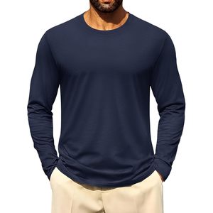 Cotrasen T-shirts basiques à manches longues pour hommes 100% coton biologique col rond doux décontracté 220 grammes de poids - Product Image 5