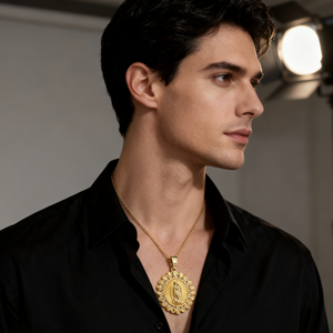 Perhiasan tembaga grosir perhiasan berlapis emas 14k liontin Mary perawan geometris berongga bulat relijius - Product Image 3