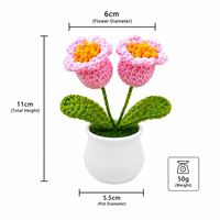 Plante en pot de lys de la vallée tricotée à la main, fleur artificielle finie, décoration de chambre à coucher, ornement de bureau