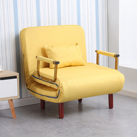 Canapé-lit multifonctionnel pliable en bois avec tissu gris pour salon et chambre à coucher