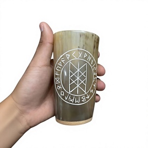 Mugs de célébration de luxe en corne véritable pour vin/bière, écologiques, compatibles lave-vaisselle, portables, légers, style américain, avec couvercle en bambou - Product Image 6