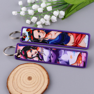 ストックアニメキーチェーンデジタルルフィゾロ漫画ジェットタグ手作り金属織り生地刺繍キーチェーンバッグペンダントギフト - Product Image 5